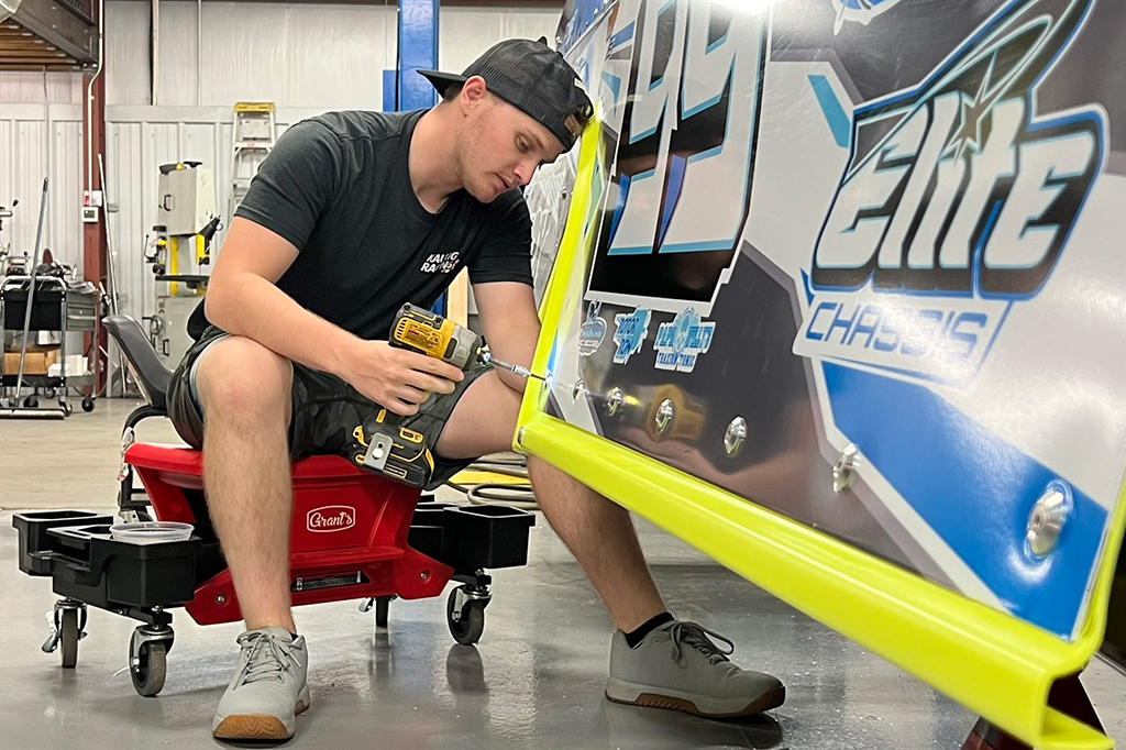 Justin Haley working on his DIRTcar UMP Modified